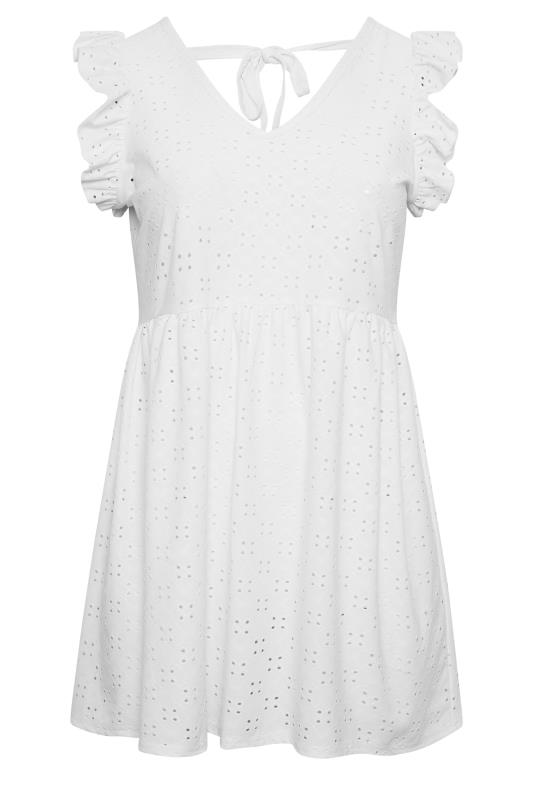 LIMITED COLLECTION Plus Size White Broderie Anglaise Frill Top | Yours Clothing 6