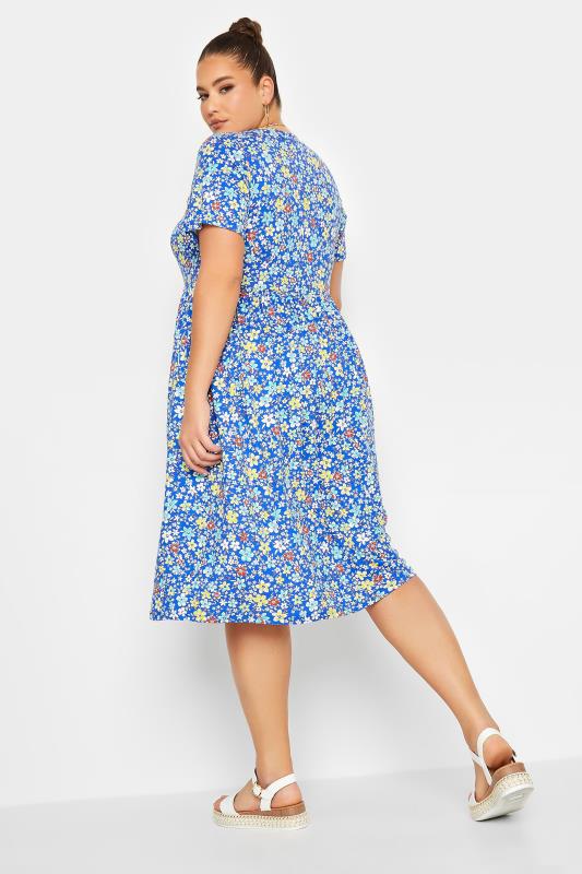 YOURS Curve Blue Floral Smock Dress | Yours Clothing  3