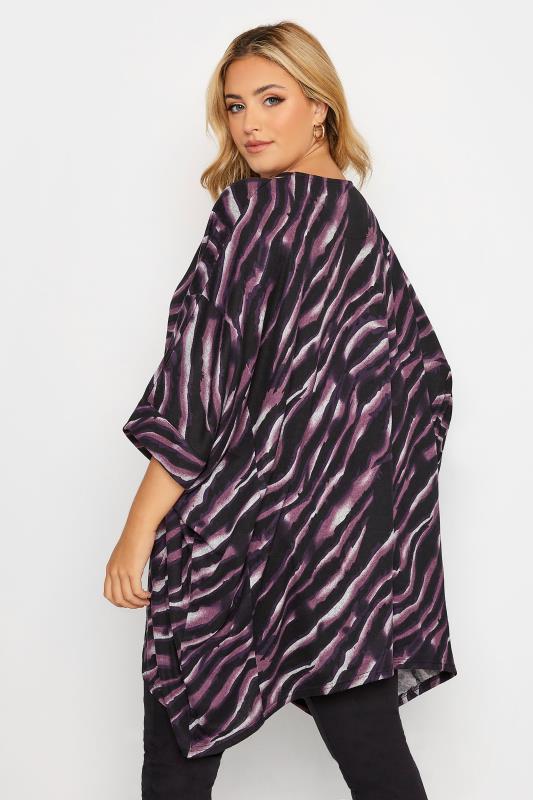 Plus Size Black & Purple Zebra Print Hanky Hem Top | Yours Clothing 3