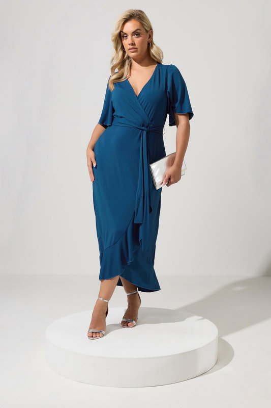 blue curve dress Yours London Women's Plus Size Short Sleeve Ruffle Wrap Maxi Size 10 Color:Other Color(Leaving a note) a flattering wrap front dark red Givenchy - Sliced Mini
