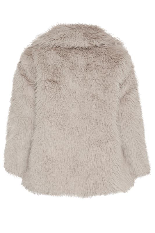 YOURS Curve Plus Size Light Grey Faux Fur Jacket | Yours Clothing  8
