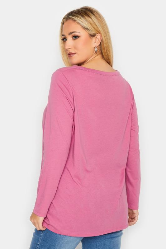 Plus Size Pink Long Sleeve T-Shirt - Petite | Yours Clothing 3