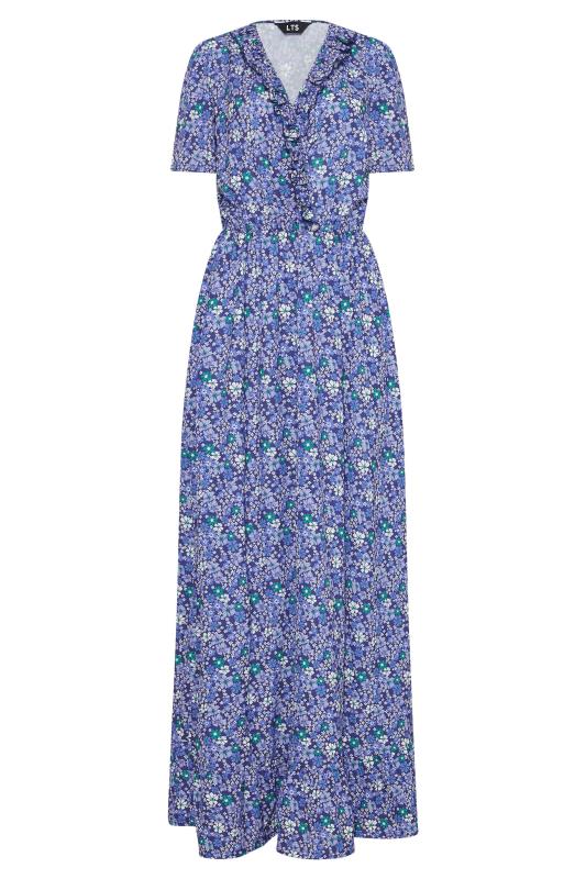 LTS Tall Women's Blue Ditsy Print Ruffle Maxi Dress | Long Tall Sally 6