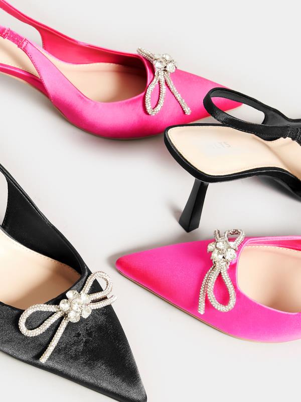 LTS Hot Pink Diamante Slingback Court Shoes In Standard D Fit 5