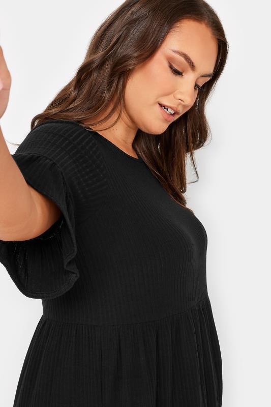 YOURS Curve Plus Size Black Frill Sleeve Tunic Dress | Yours Clothing  4