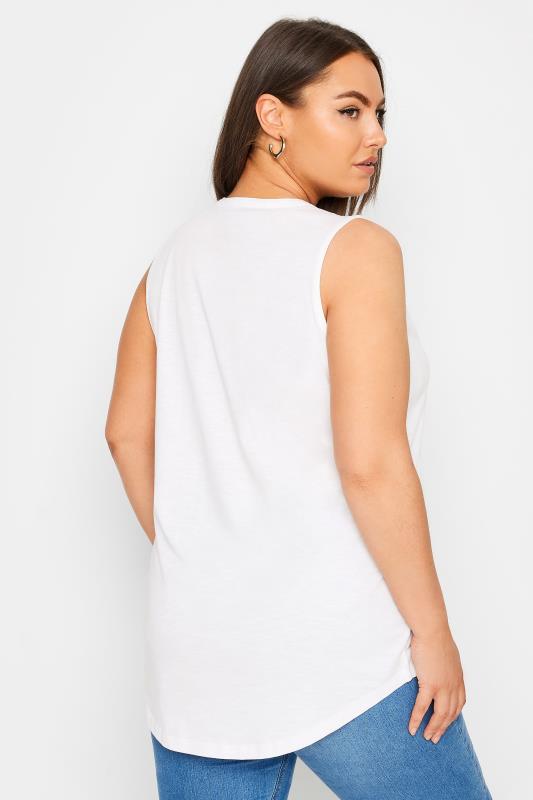 YOURS Plus Size White Pintuck Henley Vest Top | Yours Clothing 3