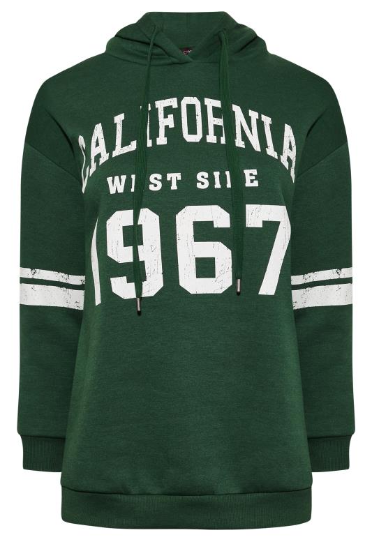 Plus Size Green 'California' Slogan Hoodie | Yours Clothing 6