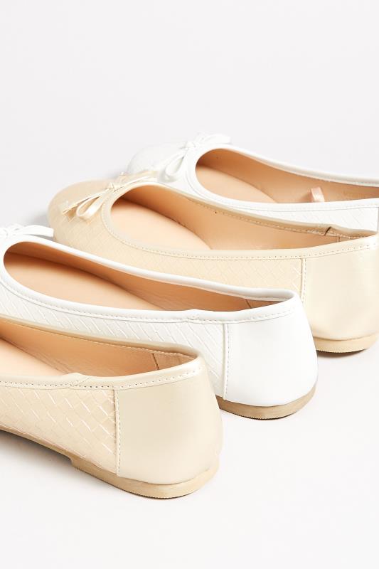 LTS White Woven Ballerina Pumps In Standard Fit | Long Tall Sally 6