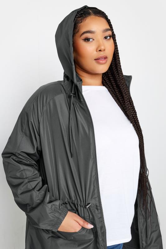 YOURS Plus Size Dark Grey Lightweight Parka Jacket | Yours Clothing 4