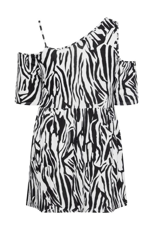 LIMITED COLLECTION Curve White Zebra Print Asymmetric Cold Shoulder Smock Top_Y.jpg