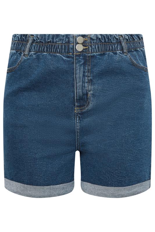 YOURS Plus Size Mid Blue Elasticated Waist Denim Shorts | Yours Clothing 4