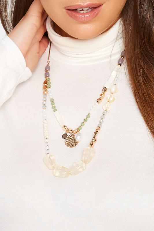 Gold Double Layer Charm Necklace | Yours Clothing 1