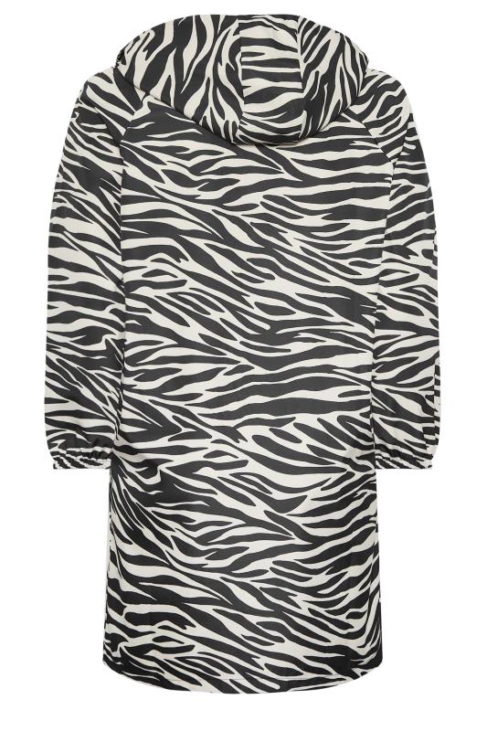 YOURS LUXURY Plus Size Black & White Zebra Print Longline Raincoat | Yours Clothing 9