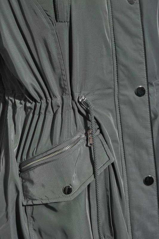 Plus Size Grey Plush Fur Trim Parka Coat | Yours Clothing 5