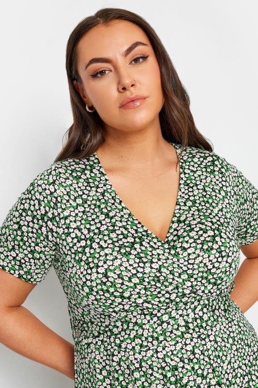 YOURS Plus Size Green Floral Maxi Wrap Dress | Yours Clothing 4
