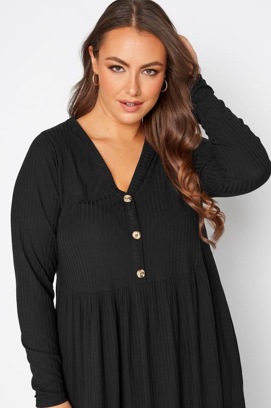 LIMITED COLLECTION Plus Size Black Ribbed Midaxi Dress | Yours Clothing 4