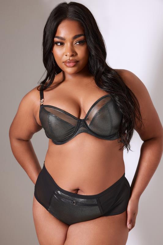 Plus Size  YOURS Curve Black Shimmer Mesh Non-Padded Bra