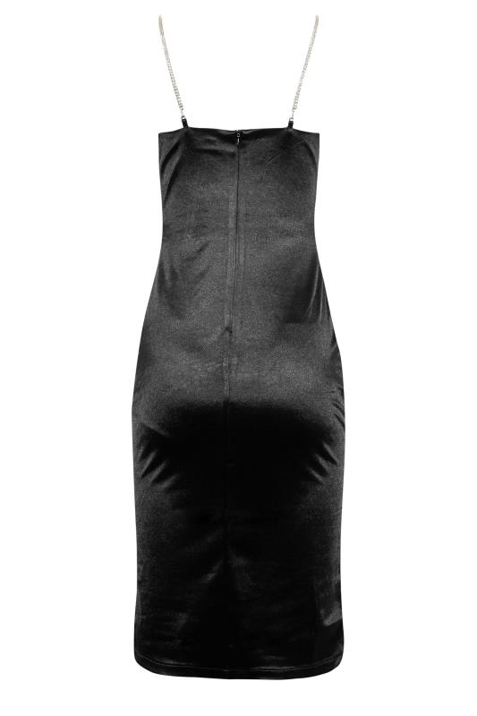 LTS Tall Black Diamante Strap Satin Midi Slip Dress | Long Tall Sally  7