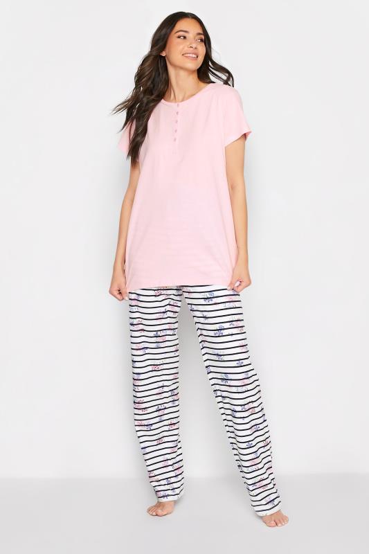 LTS Tall Women's Pink Button Placket Cotton Pyjama Top | Long Tall Sally  1