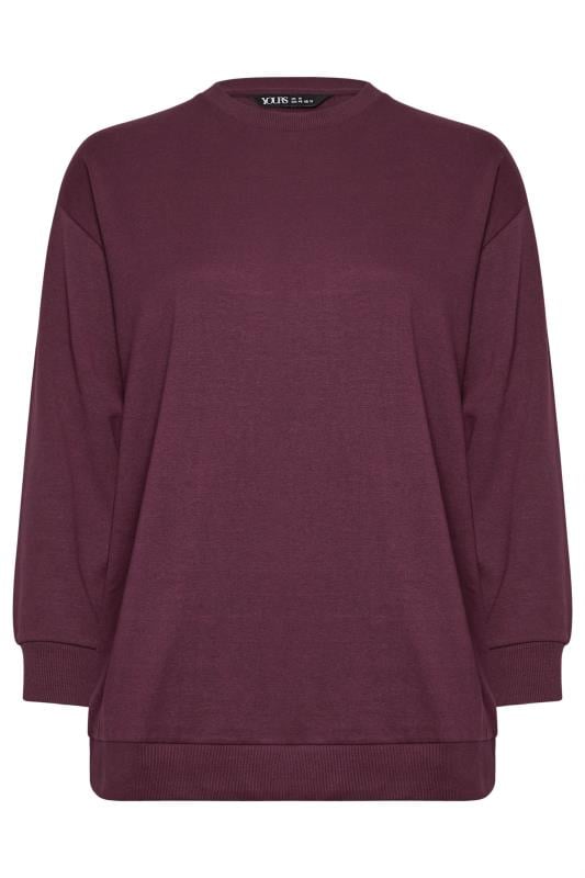 YOURS Plus Size Burgundy Red Crew Neck Sweatshirt | Yours Clothing 5