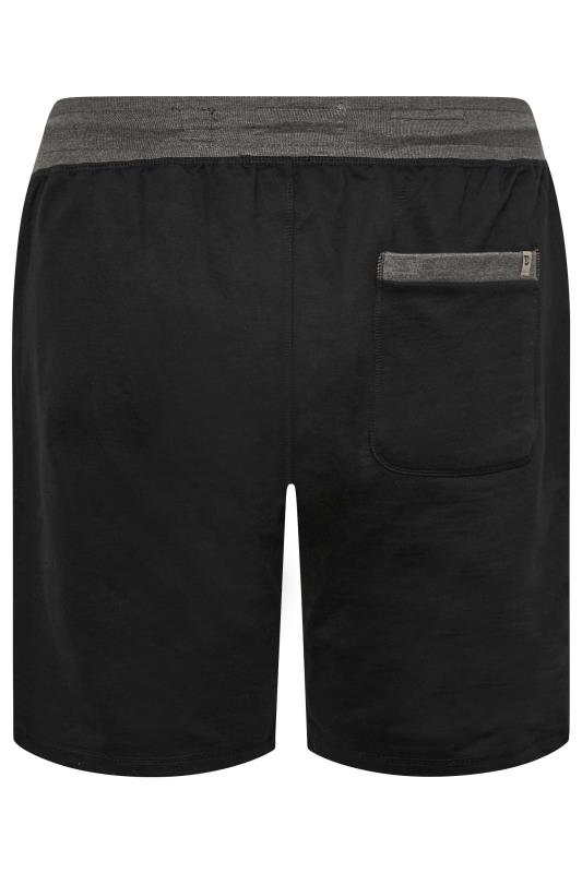 D555 Big & Tall Black Elasticated Waist Embroidered Shorts | BadRhino 5