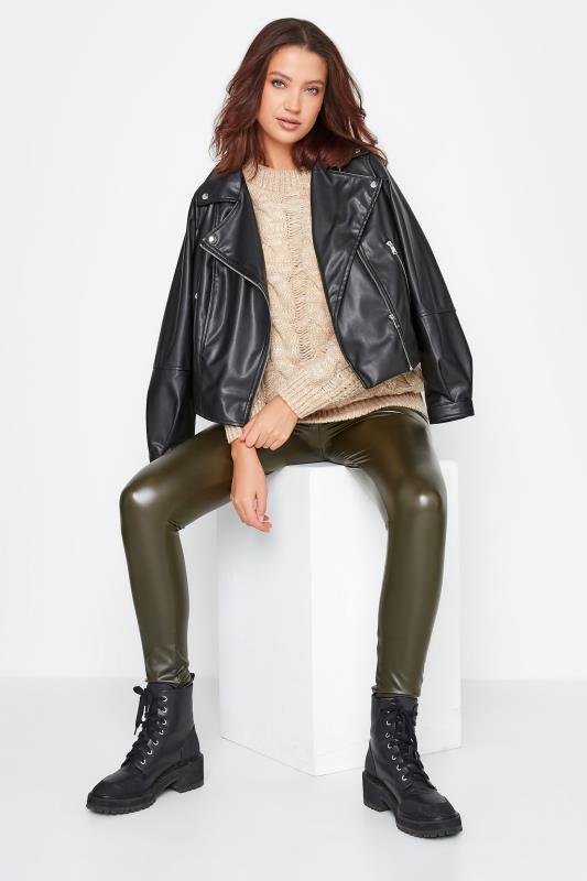 LTS Tall Women's Khaki Green Faux Leather Leggings | Long Tall Sally 2