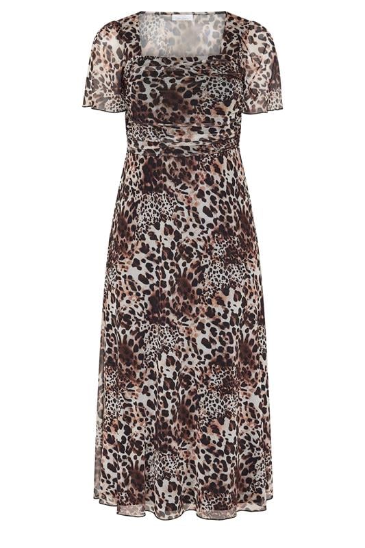 YOURS LONDON Plus Size Brown Leopard Square Neck Maxi Dress | Yours Clothing 5