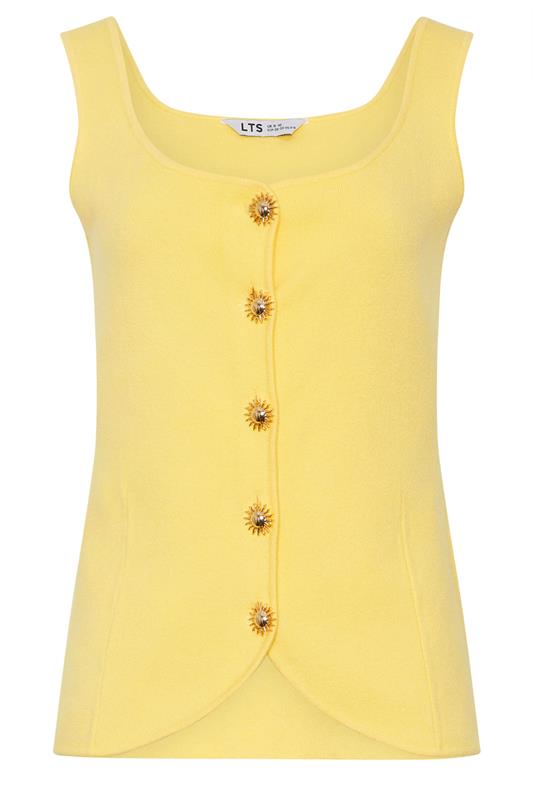 LTS Tall Women's Lemon Yellow Button Knitted Vest Top | Long Tall Sally 6
