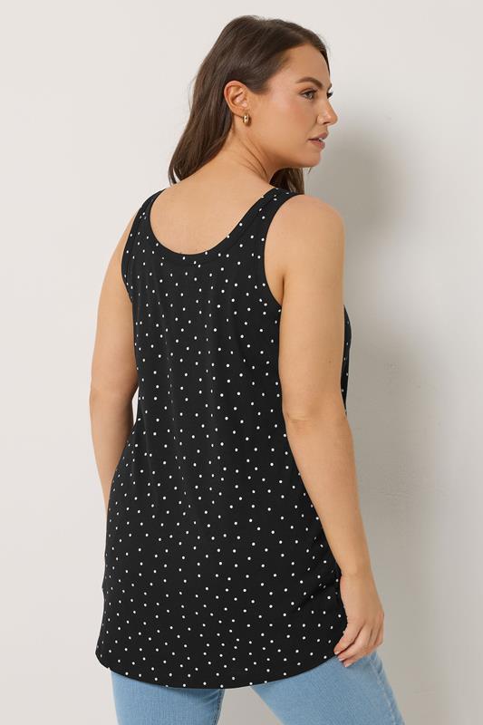 YOURS Plus Size Black Polka Dot Vest Top | Yours Clothing 2