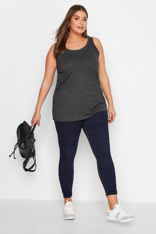 Plus Size Grey Marl Vest Top | Yours Clothing 2