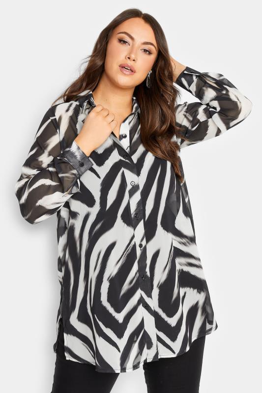 YOURS LONDON Plus Size Black Zebra Print Boyfriend Shirt | Yours Clothing 2
