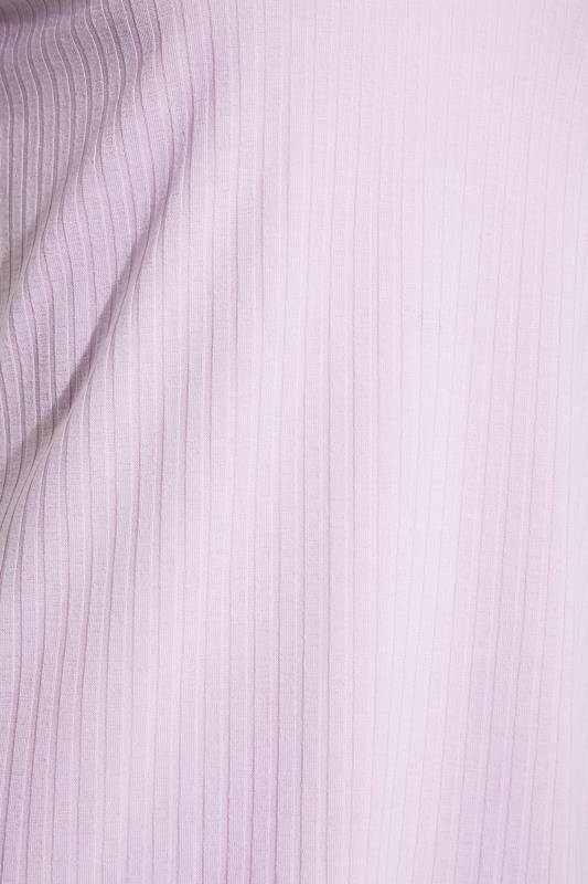 Petite Lilac Purple Ribbed Polo Neck Top | PixieGirl  5