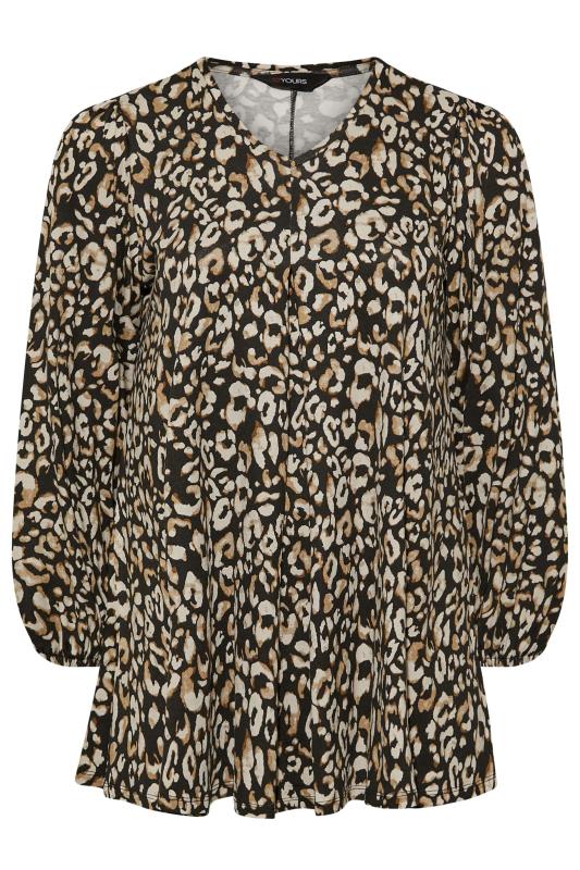 Plus Size Black Leopard Print Pleat Front Top | Yours Clothing 6