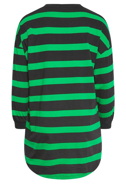 YOURS Plus Size Black & Green Oversized Stripe Tunic Dress | Yours Clothing 7