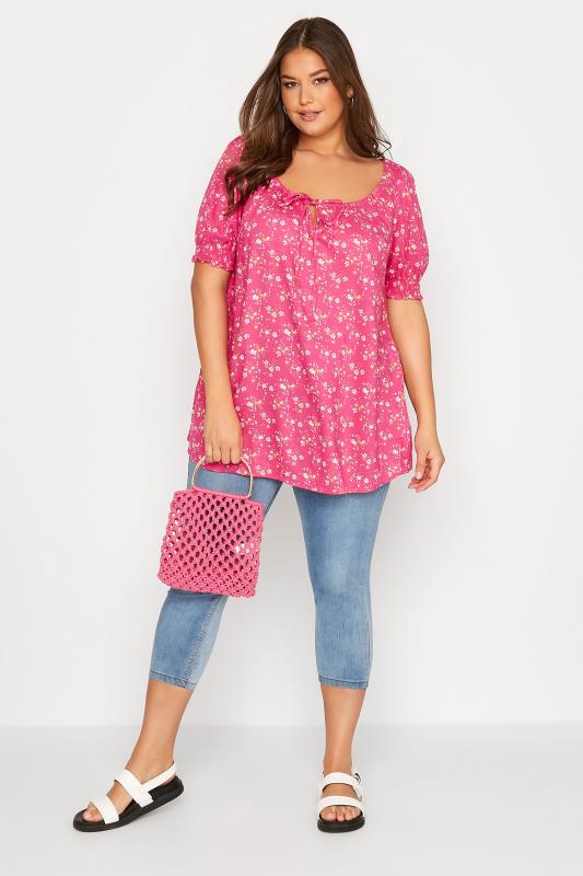 Curve Pink Floral Gypsy Top 2