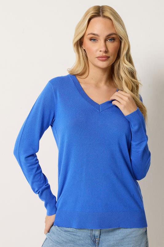  M&Co Pull à col en V bleu cobalt