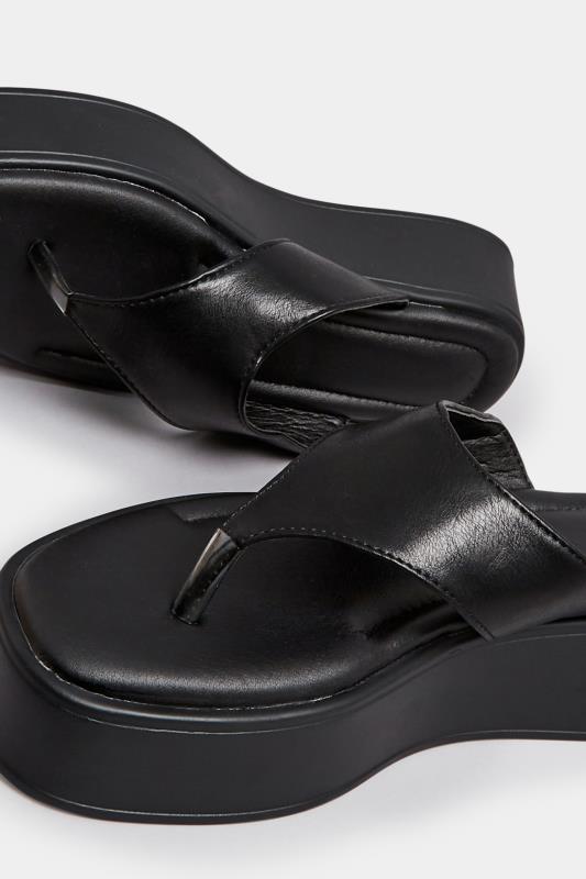 PixieGirl Black Toe Thong Flatform Sandals In Standard Fit | PixieGirl 5