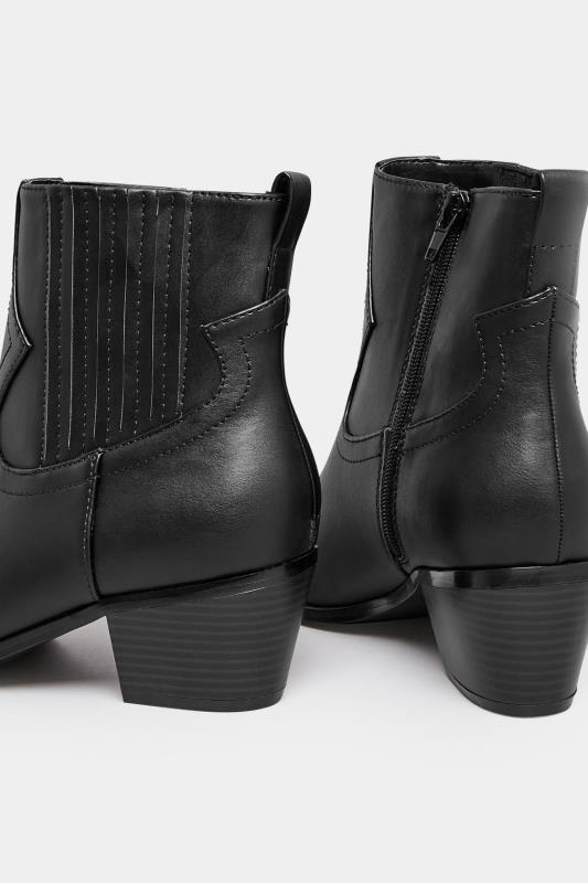 Black Western PU Ankle Boot In Wide E Fit & Extra Wide EEE Fit | Yours Clothing 4