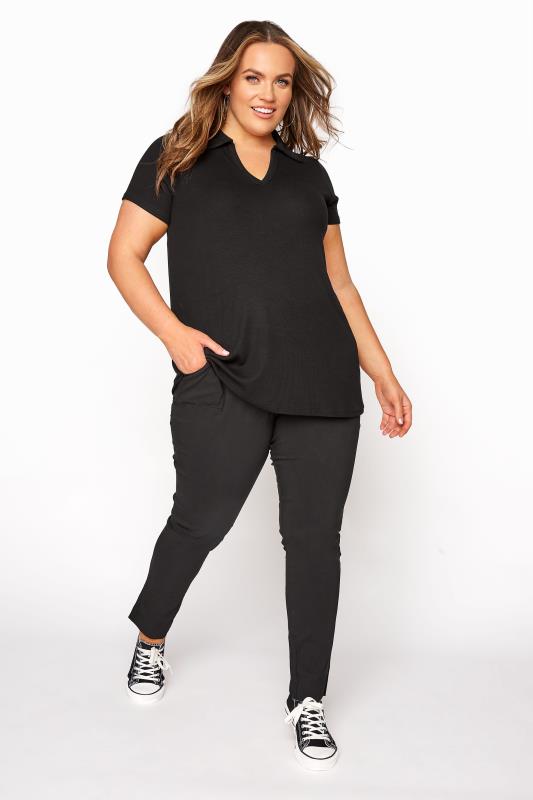  Grande Taille Curve Black Bengaline Stretch Trousers