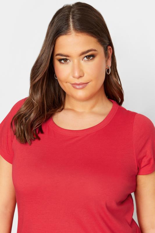 YOURS Curve Plus Size 3 PACK Red & White Essential T-Shirts | Yours Clothing  5