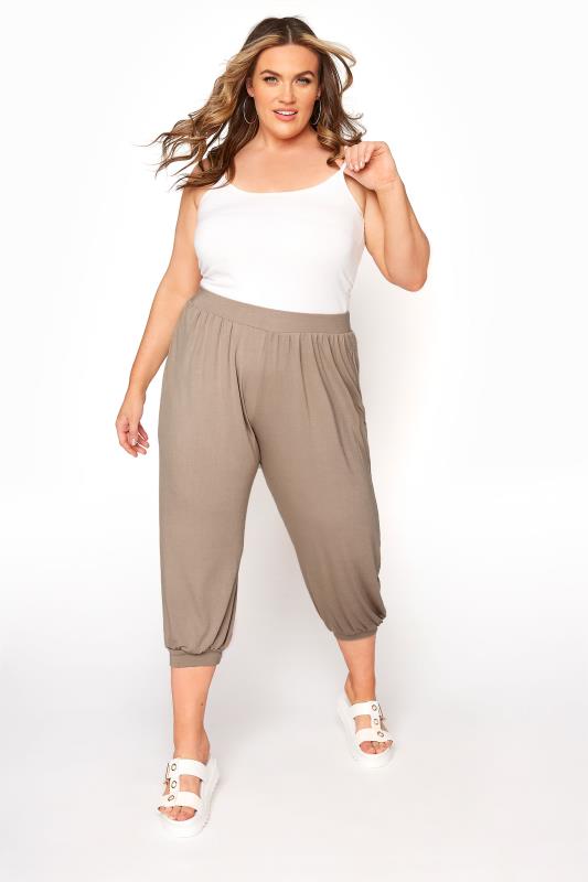 Plus Size  Stone Cropped Jersey Joggers