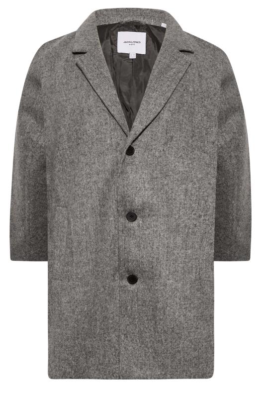 JACK & JONES Big & Tall Grey Single Breasted Textured Coat | BadRhino 3
