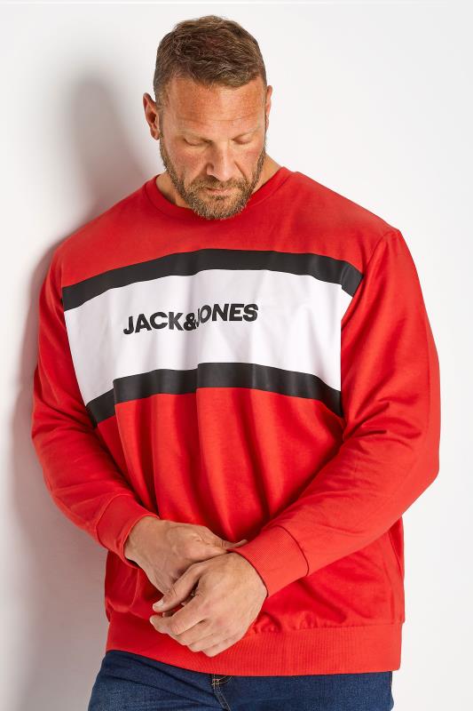 Men's  JACK & JONES Big & Tall Red Shake Crew Sweatshirt