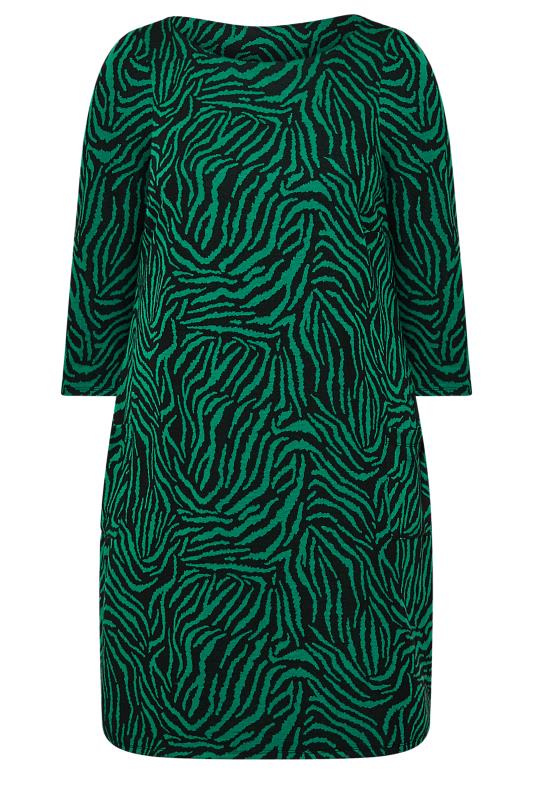 YOURS LONDON Plus Size Green Zebra Print Jacquard Knitted Pocket Dress | Yours Clothing 6