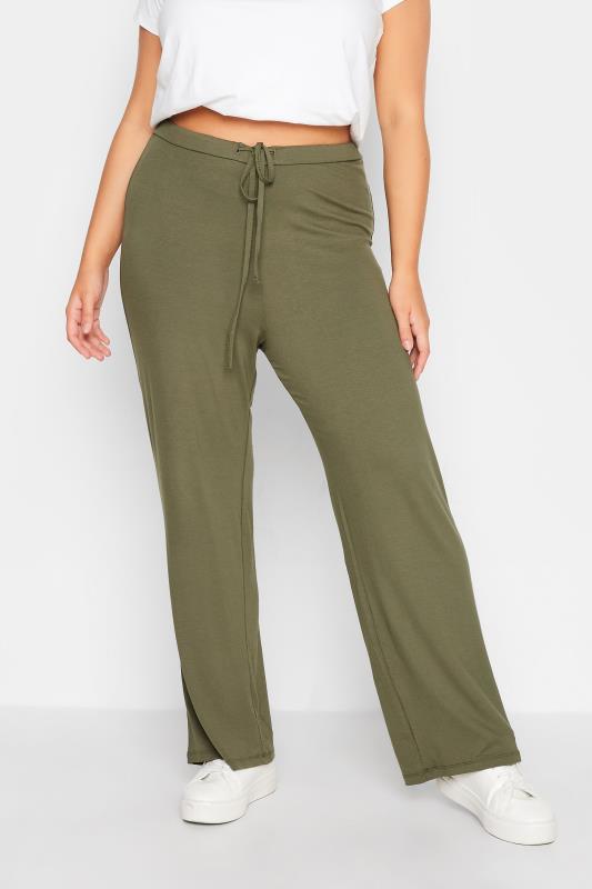 Plus Size  Curve Khaki Green Stretch Yoga Pants