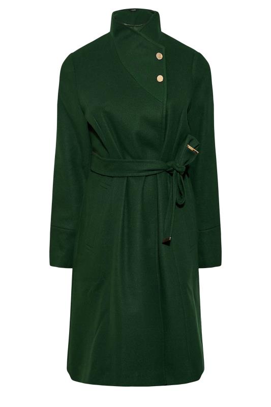 Plus Size Forest Green Belted Wrap Coat | Yours Clothing 6