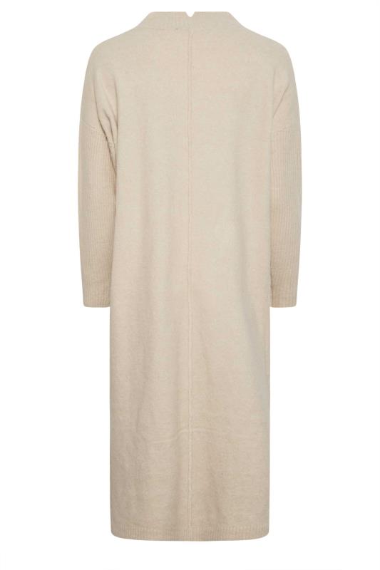 YOURS Plus Size Cream Front Seam Detail Knitted Jumper Dress | Yours Clothing 8