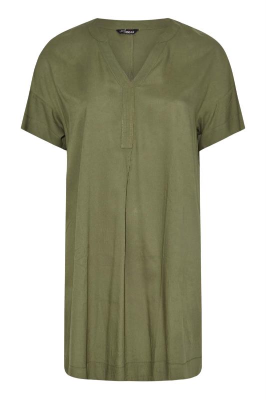 LIMITED COLLECTION Khaki Notch Neck Summer Throw On Dress 7