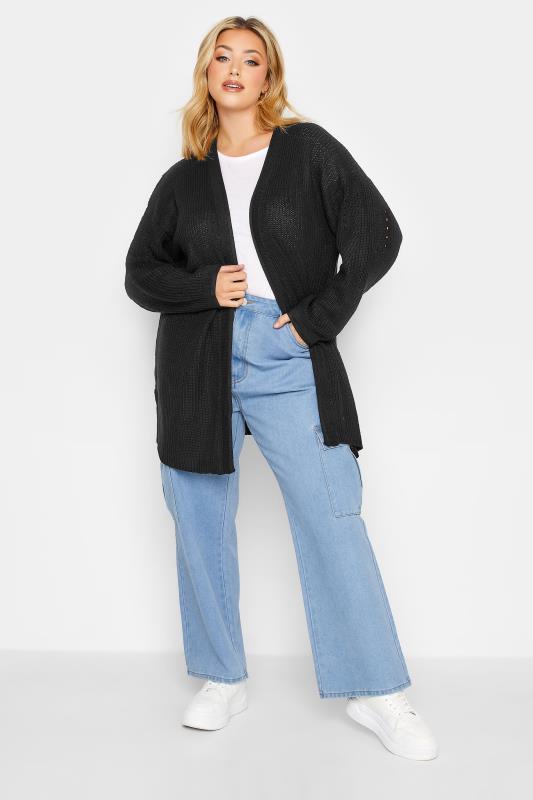 Plus Size Curve Black Essential Knitted Cardigan | Yours Clothing  2