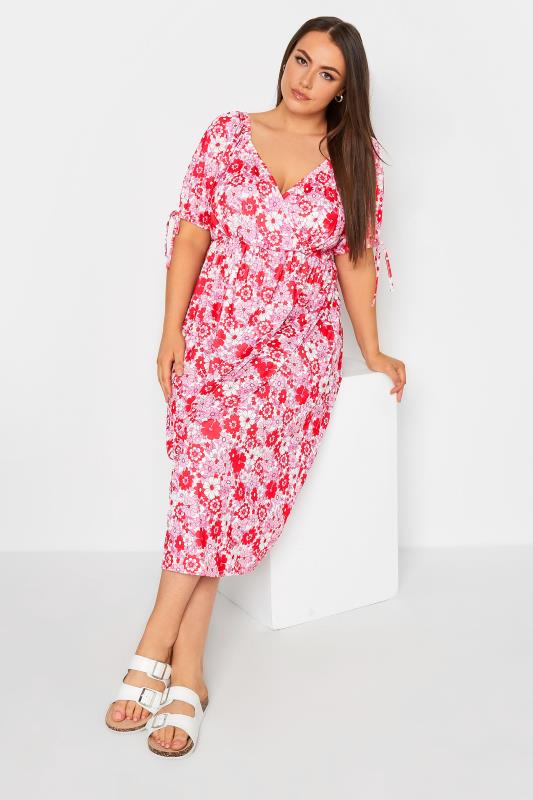 LIMITED COLLECTION Plus Size Pink Floral Print Midi Dress | Yours Clothing 2